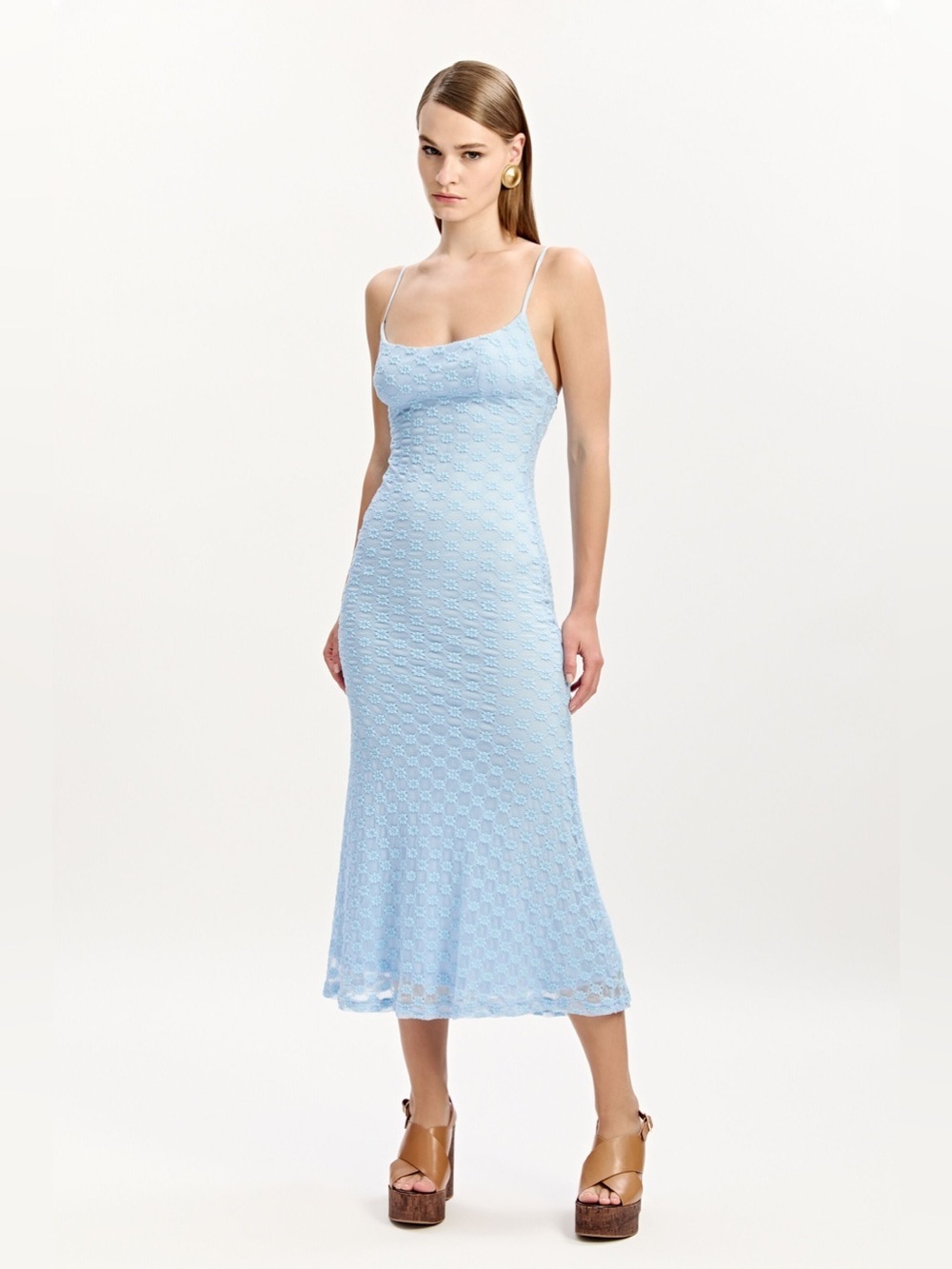 Bardot Adoni Mesh Midi Dress In Cornflower 6